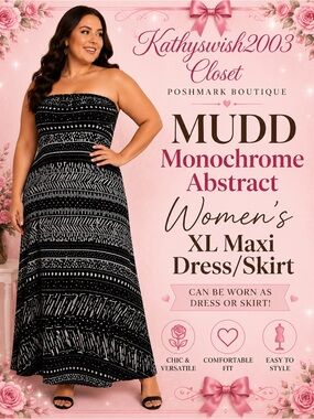 Mudd Monochrome Abstract Women’s XL Maxi Dress/Skirt